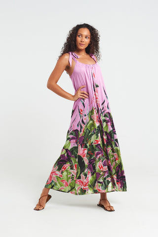 Hawaiian Lily Long Open Back Dress -  - MODE Revolution -Sustainable Fashion